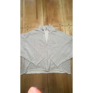 Grey &‎ Gray Heather Grey 100% Cotton Split V-Neck Raw Hem Sweatshirt Large